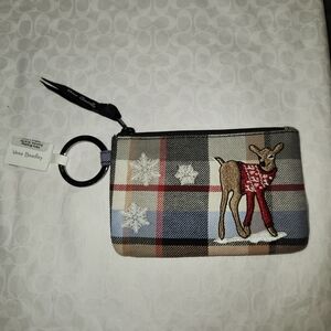 Vera Bradley Plaid ID Zip Case with Deer and Snowflakes